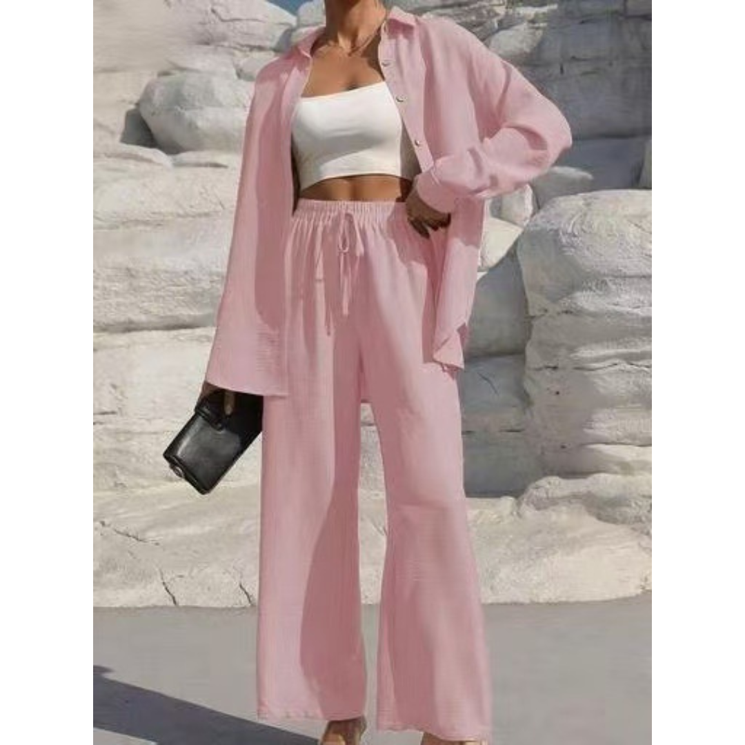 VANORA™ – Comfortabele Blouse met Lange Mouwen en Broek Co-ord Set