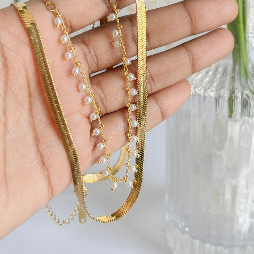 Marizanne | Luxe Slangen Choker & Parel Sieraad Set