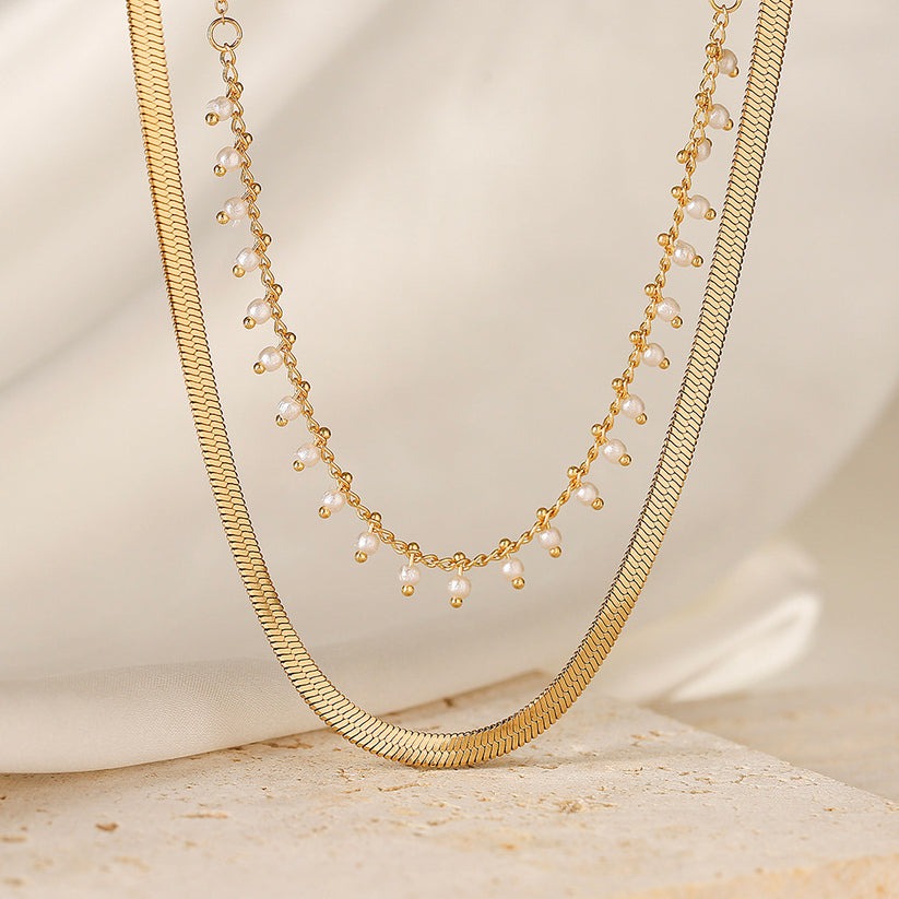 Marizanne | Luxe Slangen Choker & Parel Sieraad Set
