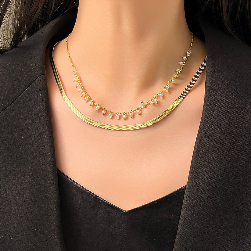 Marizanne | Luxe Slangen Choker & Parel Sieraad Set