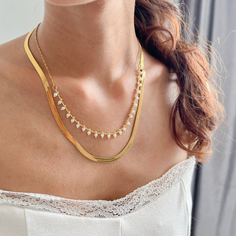 Marizanne | Luxe Slangen Choker & Parel Sieraad Set