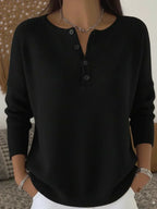 Helena™ | Henley Knop-Up Brei Sweater
