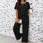 WAUNA™ - Casual Plus Size Korte Mouwen Top en Broek Set