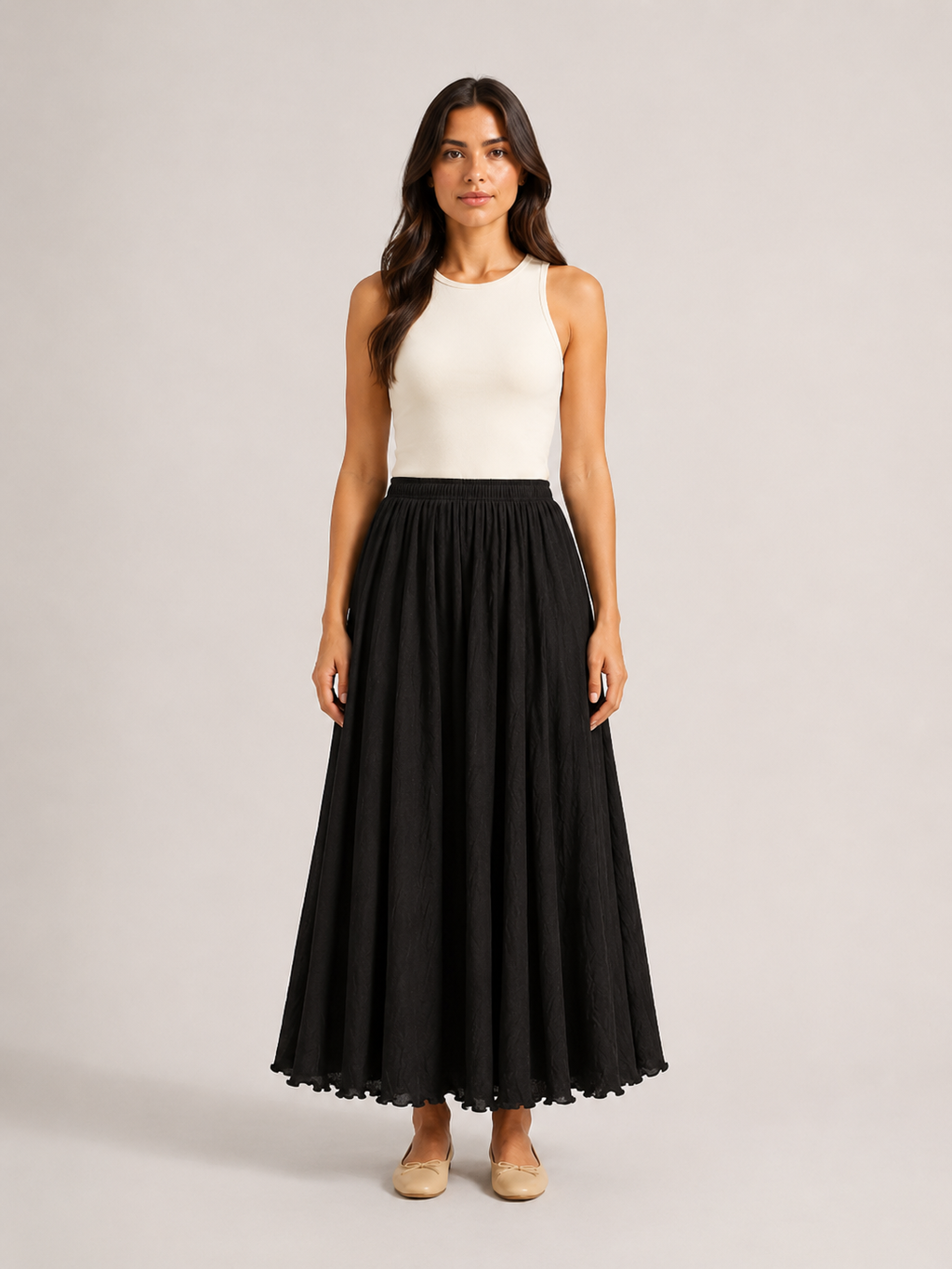 Pomona - Dames Maxi-rok Met A-lijn En Linnenmix
