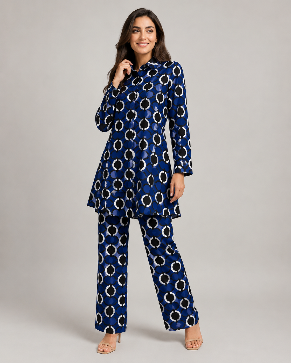 Naomi - Tweedelige Set met Vintage Print en Elastische Taille