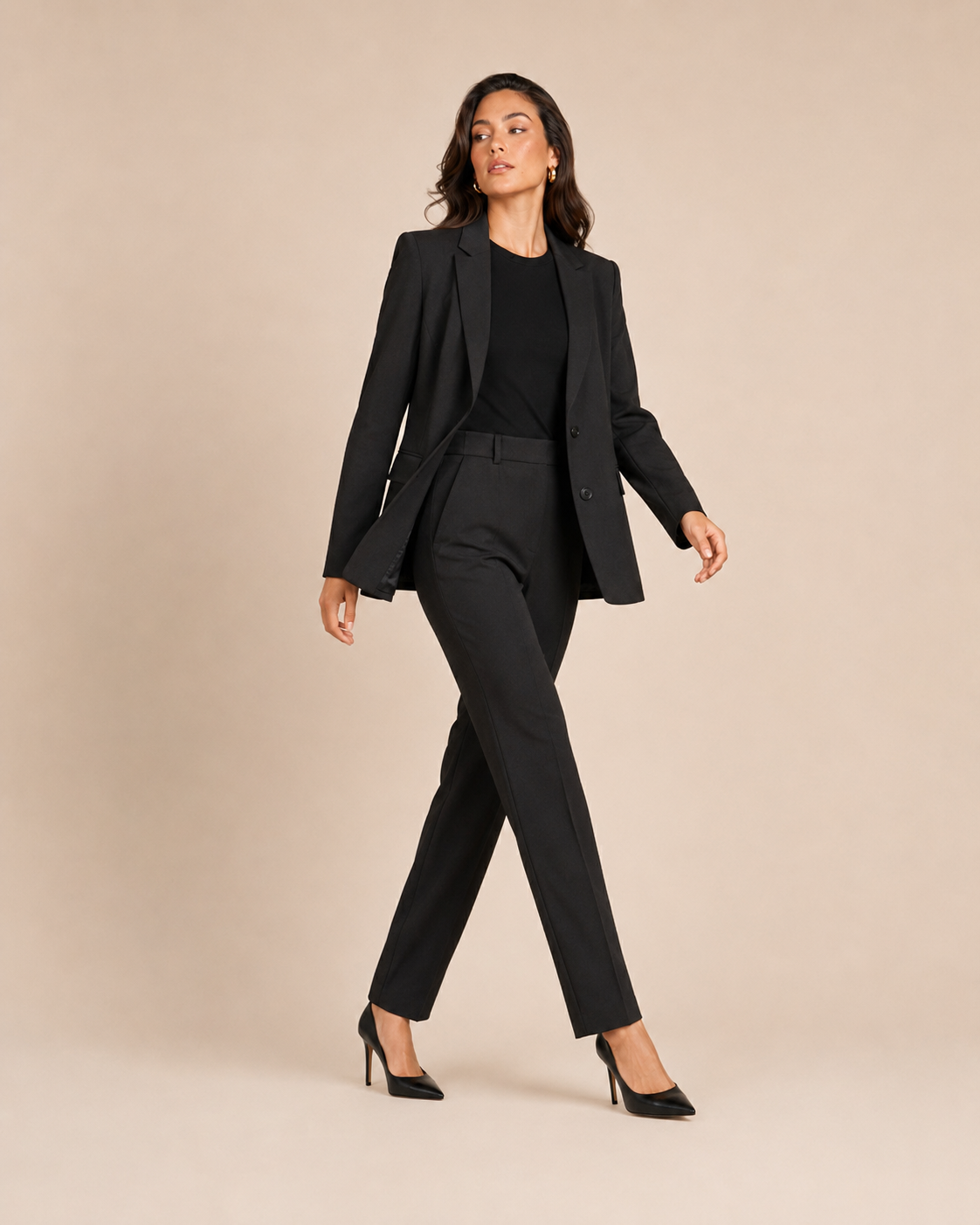 Nathalie - Tweedelig damespak met getailleerde blazer en rechte broek