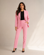 Nathalie - Tweedelig damespak met getailleerde blazer en rechte broek