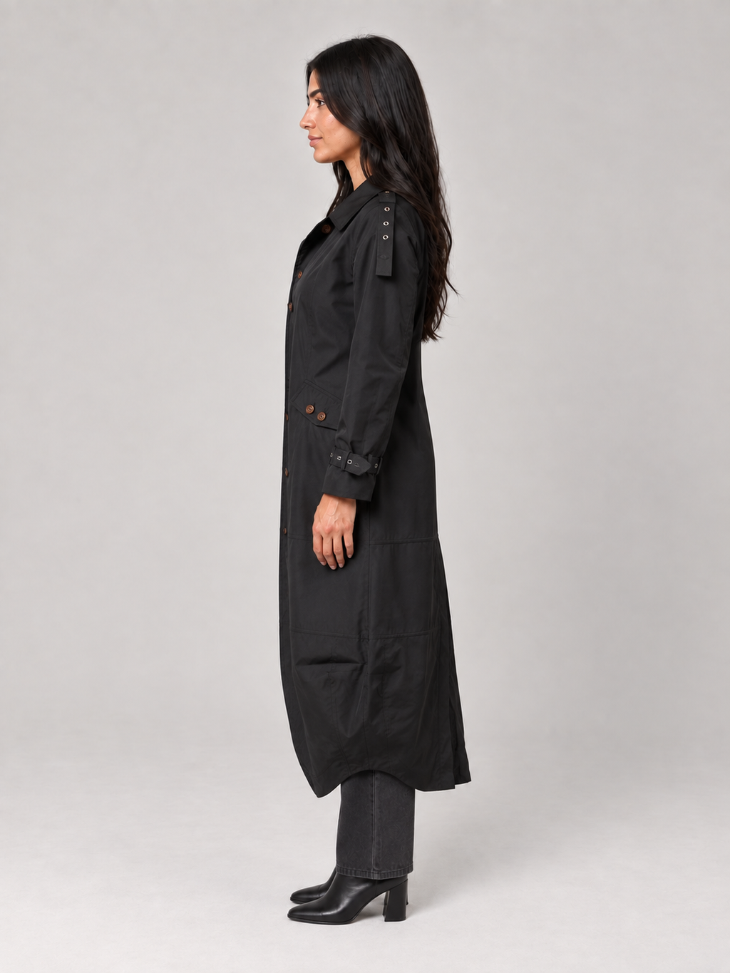 Fleura - Middellange trenchcoat met revers en ceintuur