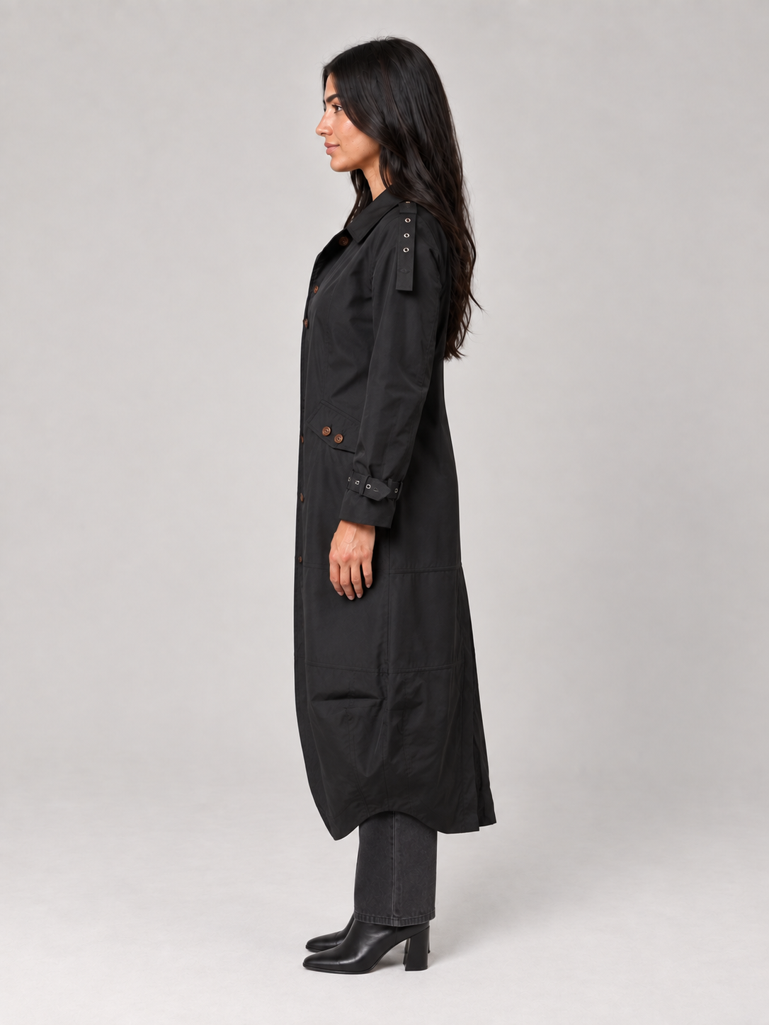 Fleura - Middellange trenchcoat met revers en ceintuur