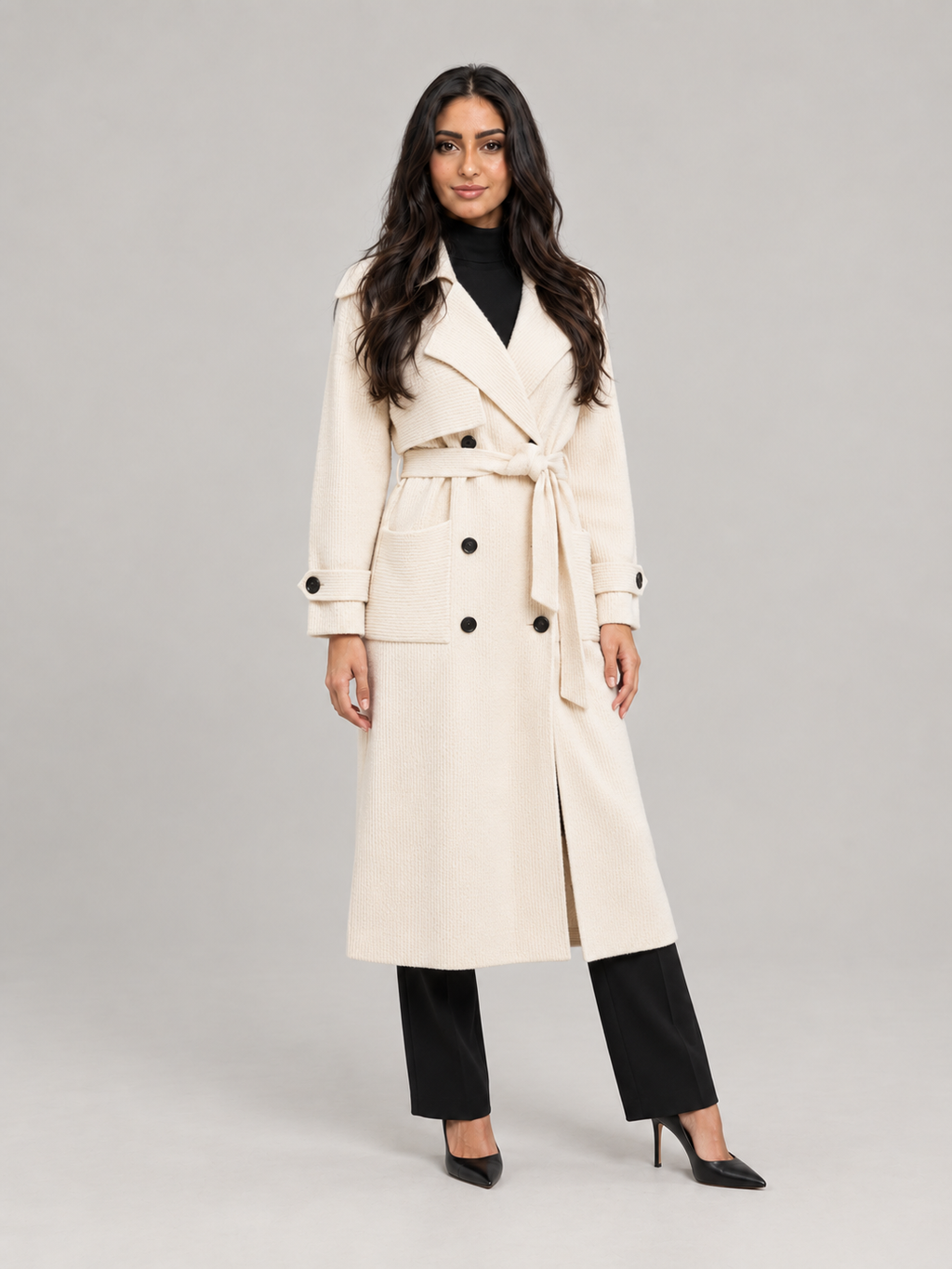Sylvie - Premium gebreide trenchcoat met ceintuur