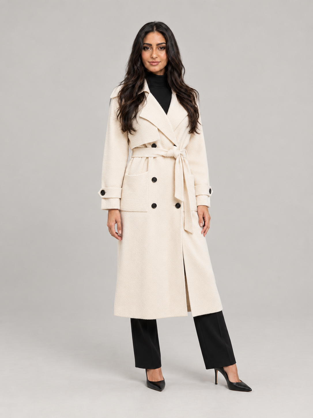 Sylvie - Premium gebreide trenchcoat met ceintuur