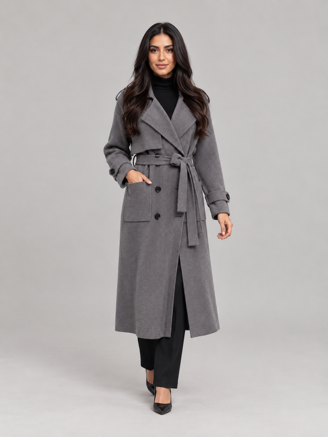 Sylvie - Premium gebreide trenchcoat met ceintuur