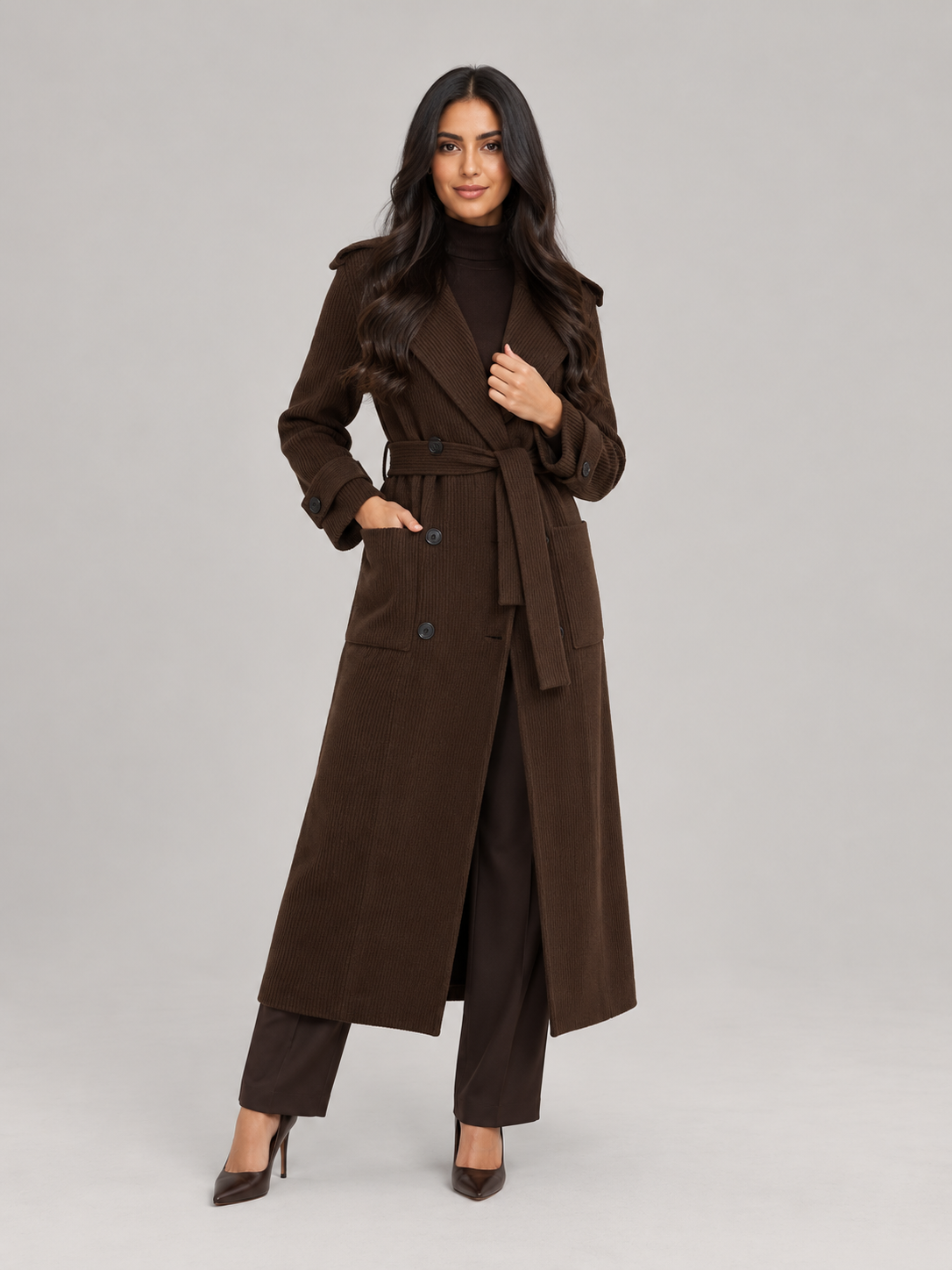 Sylvie - Premium gebreide trenchcoat met ceintuur