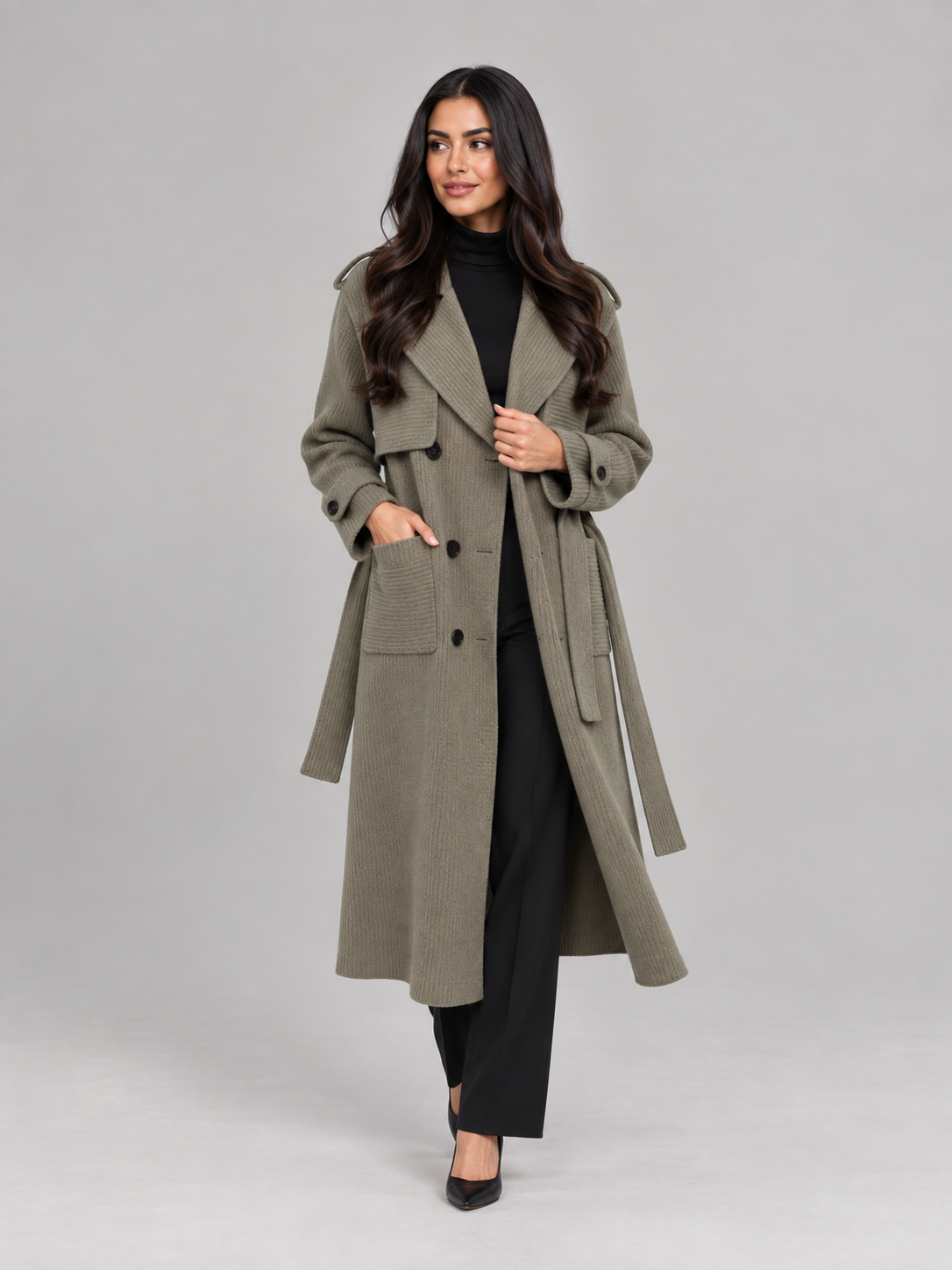 Sylvie - Premium gebreide trenchcoat met ceintuur