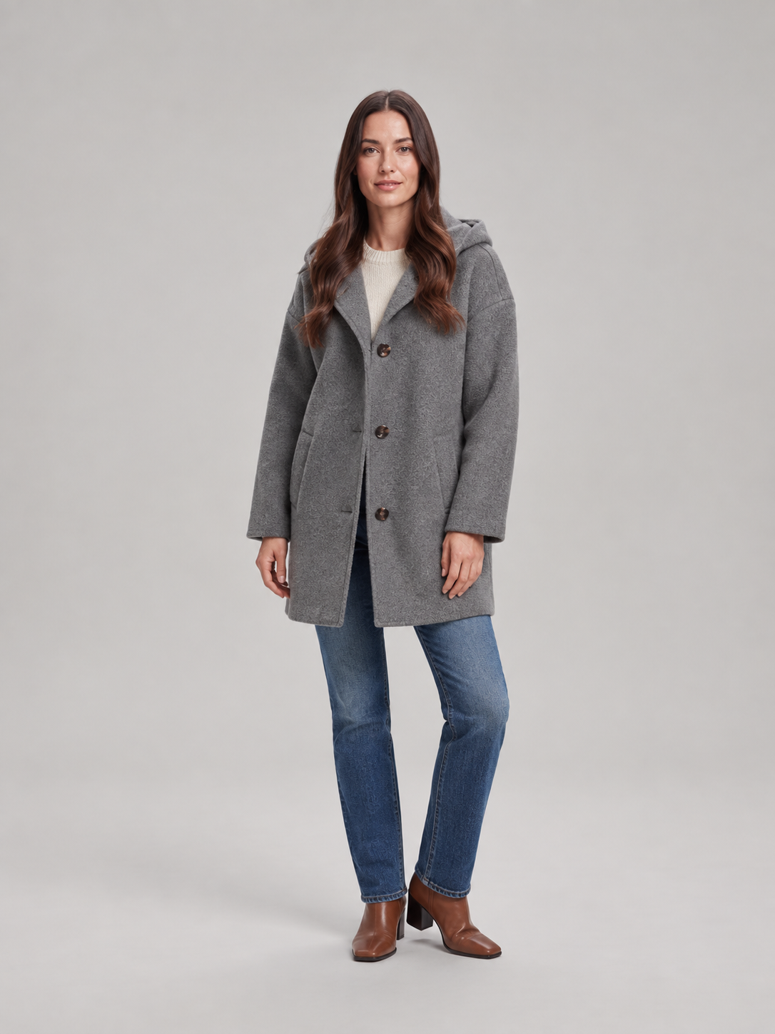 Hanne - Dames jas met capuchon en knoopsluiting