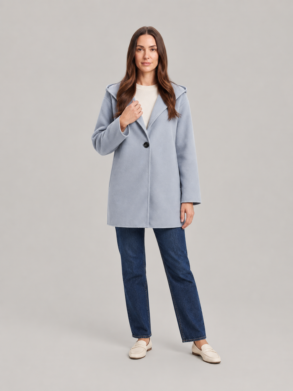 Julia - Oversized dames jas met capuchon en knoopsluiting