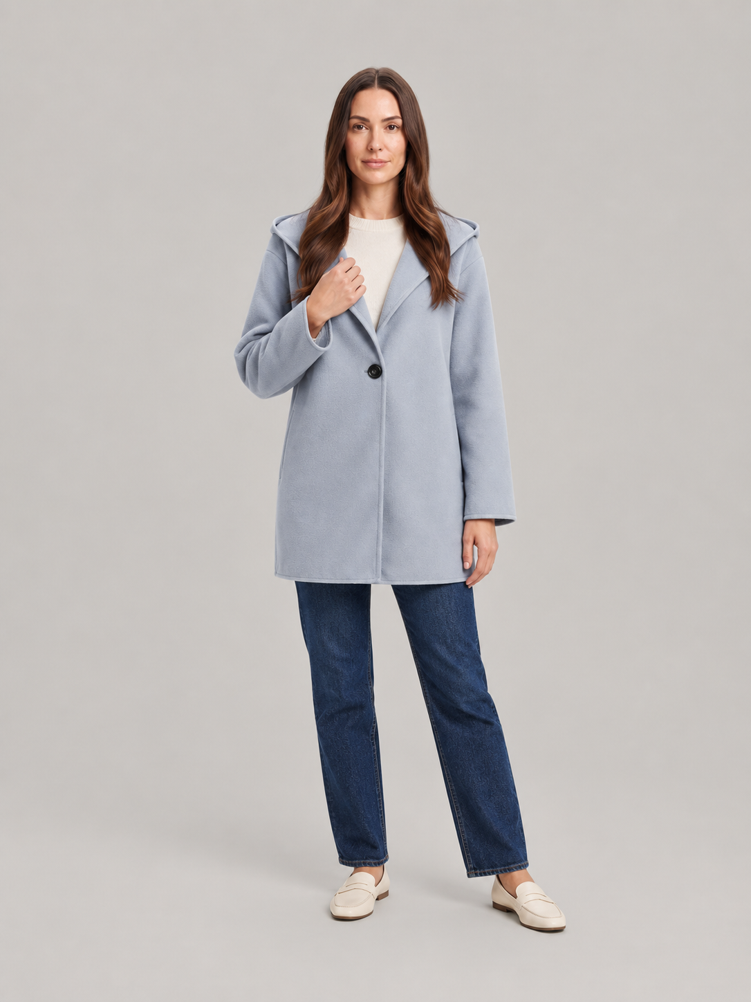 Julia - Oversized dames jas met capuchon en knoopsluiting