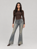 Lisanne - Dames bootcut jeans met vintage wassing