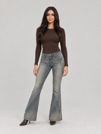 Lisanne - Dames bootcut jeans met vintage wassing