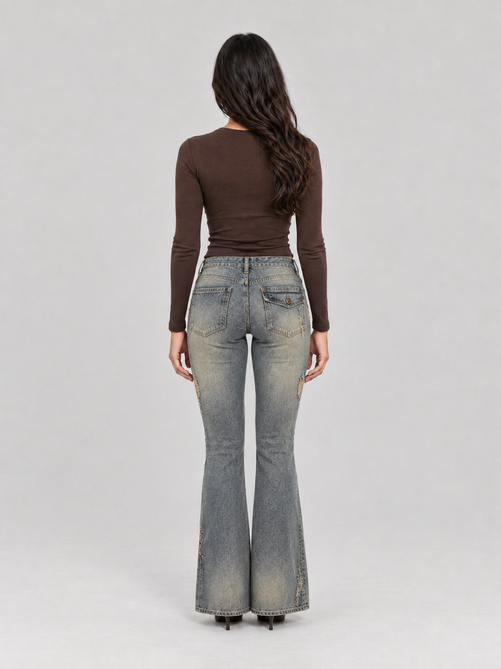 Lisanne - Dames bootcut jeans met vintage wassing