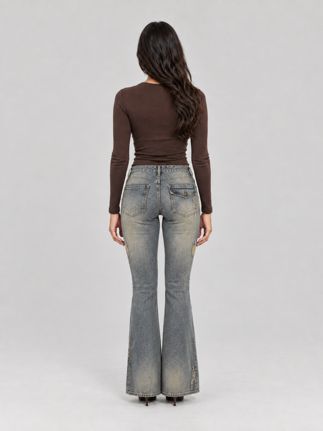 Lisanne - Dames bootcut jeans met vintage wassing