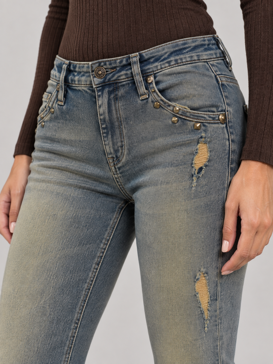 Lisanne - Dames bootcut jeans met vintage wassing