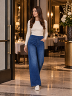 Elin - Dames high-waist wide-leg stretch jeans