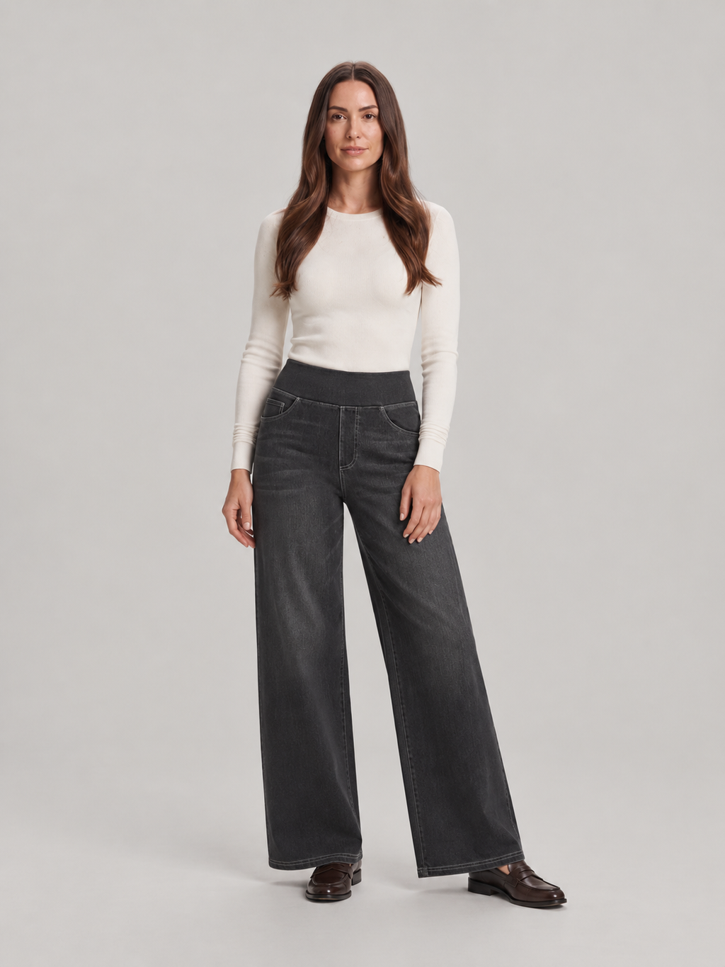 Elin - Dames high-waist wide-leg stretch jeans