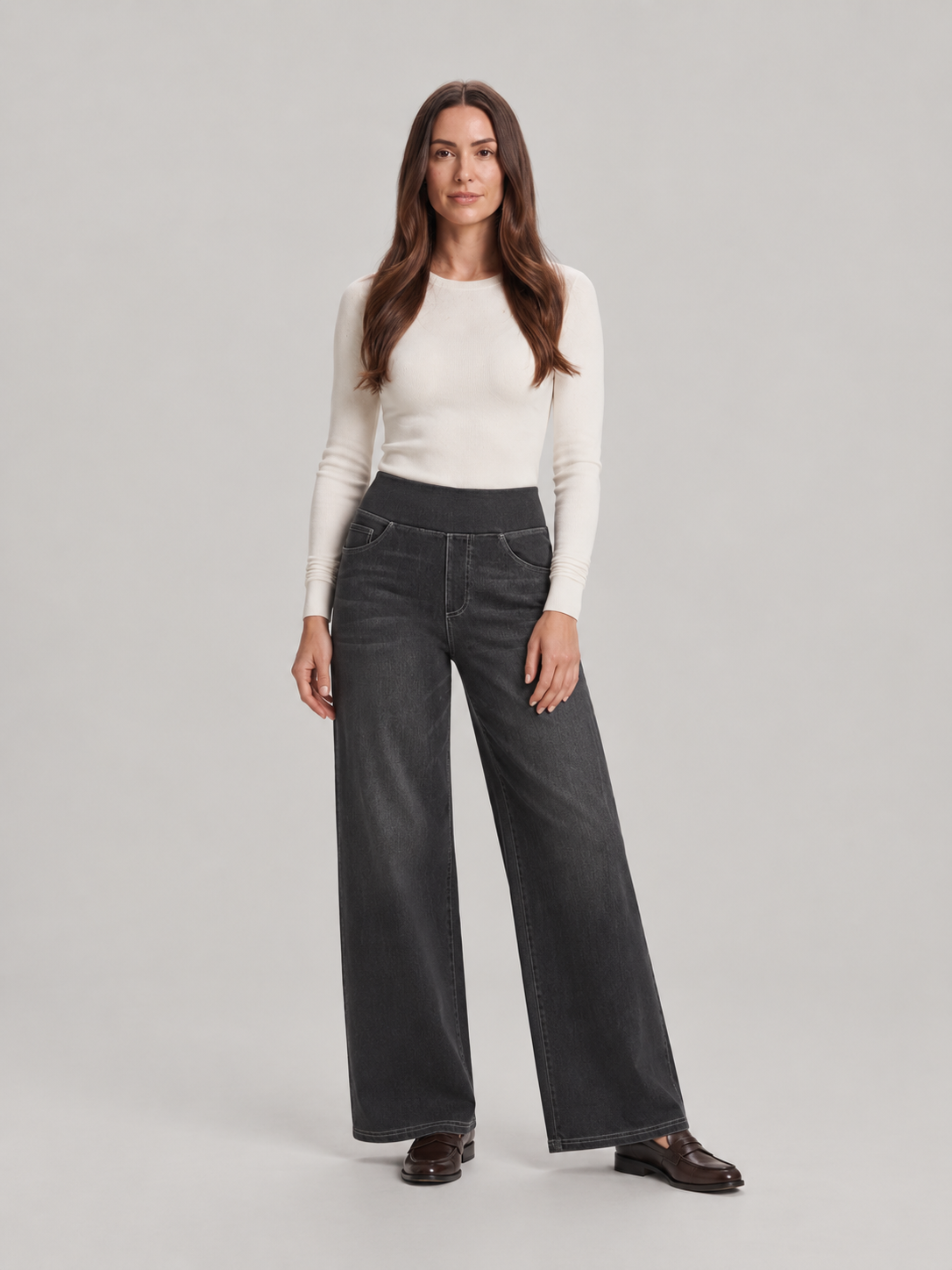 Elin - Dames high-waist wide-leg stretch jeans
