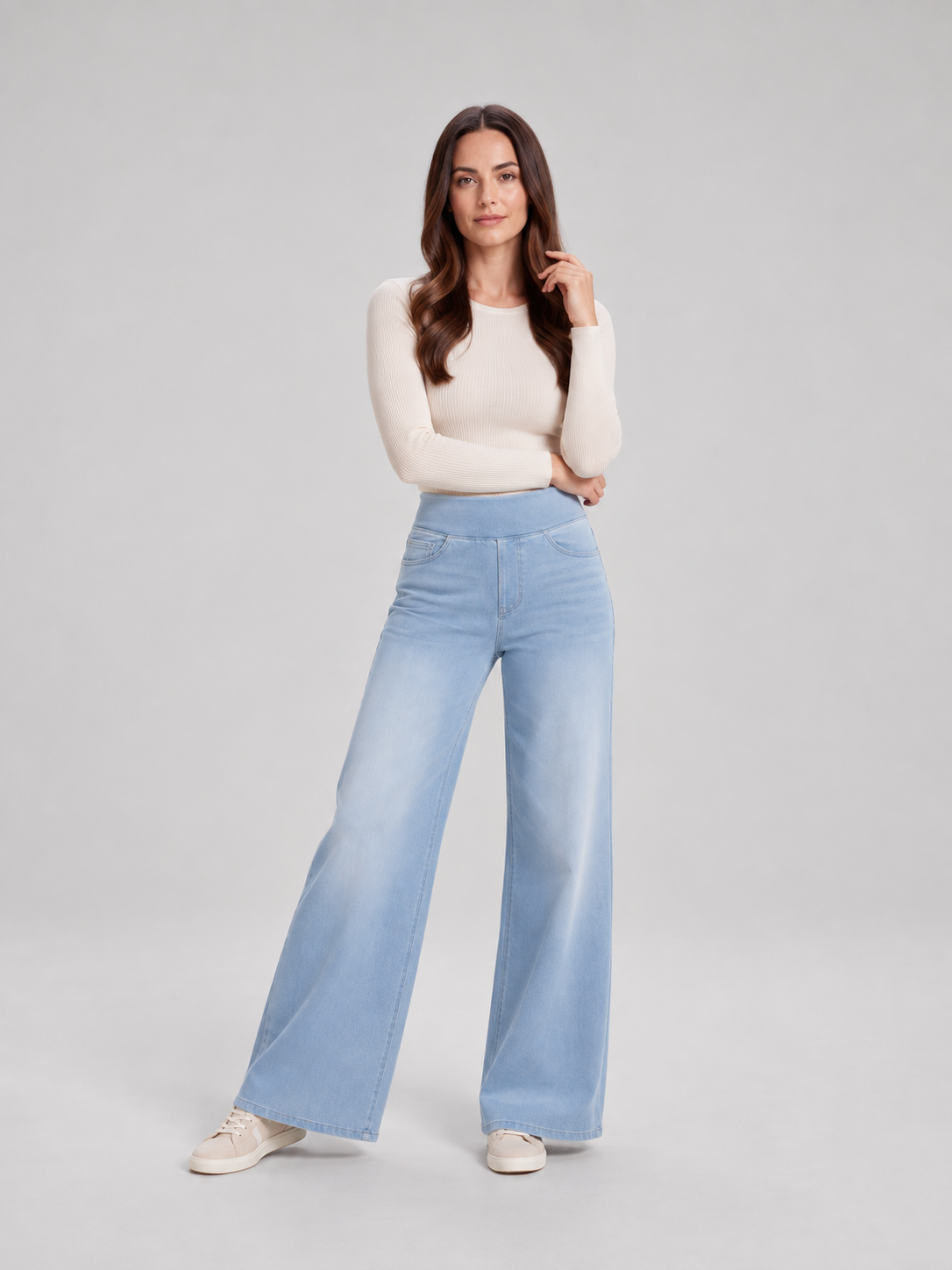 Elin - Dames high-waist wide-leg stretch jeans