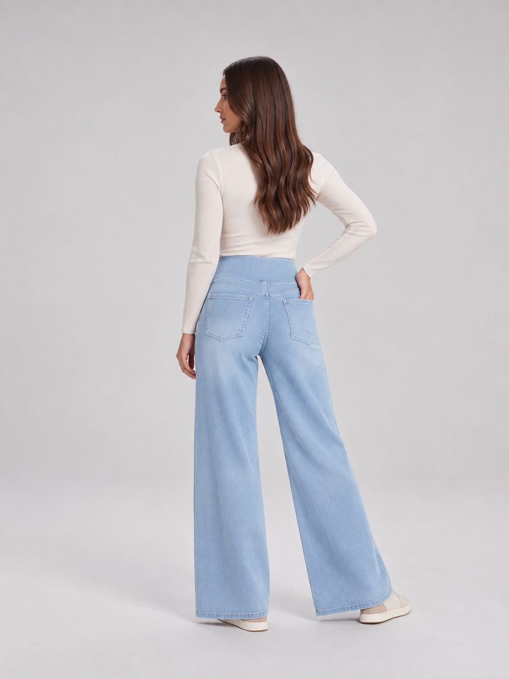 Elin - Dames high-waist wide-leg stretch jeans