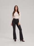 Evelien - Dames flared stretch jeans met middelhoge taille