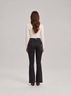 Evelien - Dames flared stretch jeans met middelhoge taille
