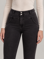 Evelien - Dames flared stretch jeans met middelhoge taille
