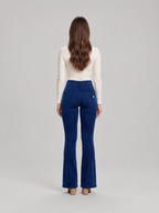 Evelien - Dames flared stretch jeans met middelhoge taille