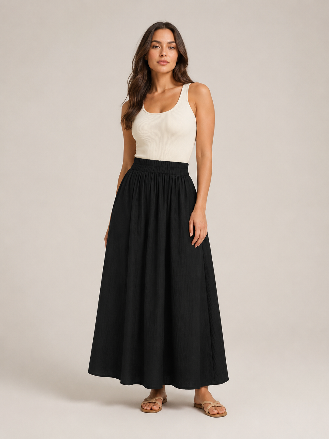 Tarelia - Damesculotte met elastische taille en extra wijde pijpen