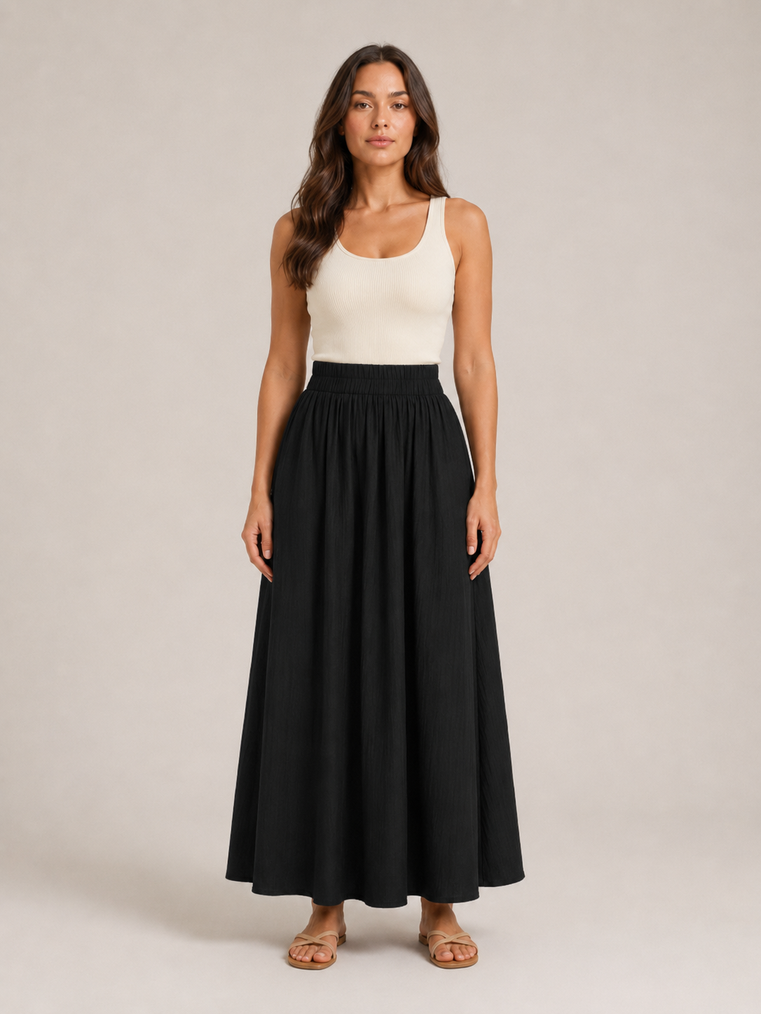Tarelia - Damesculotte met elastische taille en extra wijde pijpen