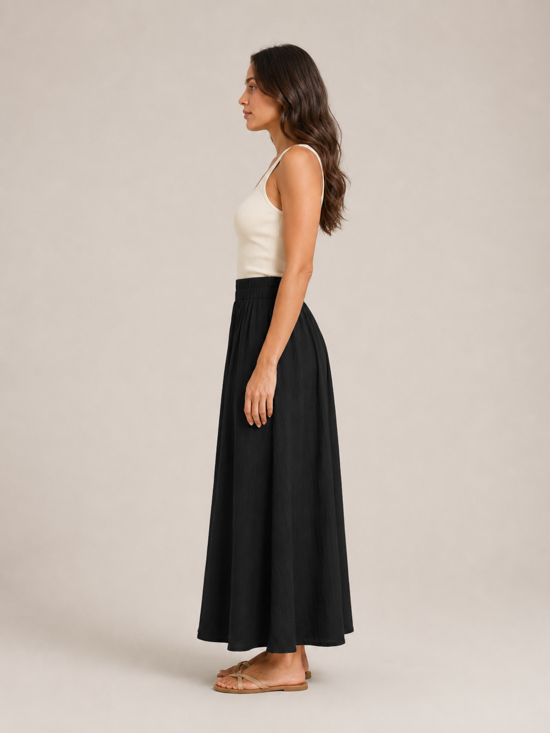 Tarelia - Damesculotte met elastische taille en extra wijde pijpen