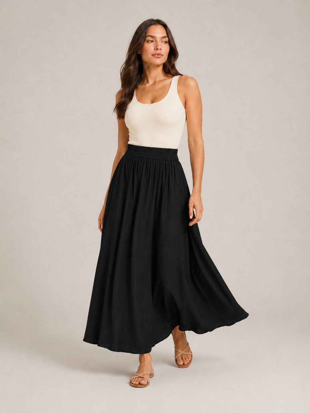 Tarelia - Damesculotte met elastische taille en extra wijde pijpen