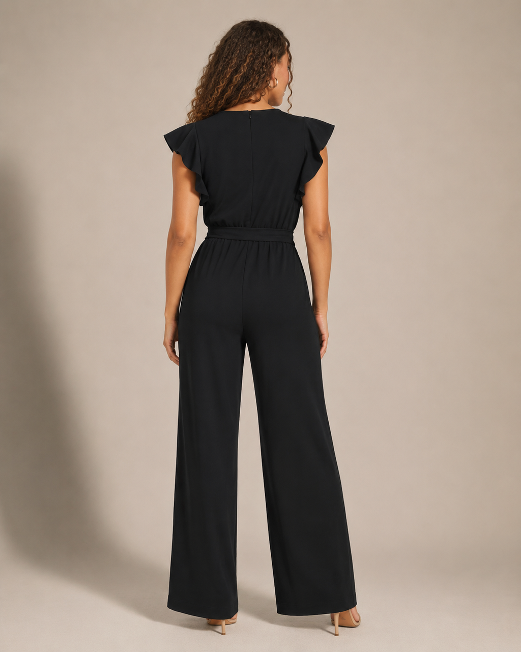 Hélisse - Dames Jumpsuit met Wijde Pijpen en Vlindermouwen