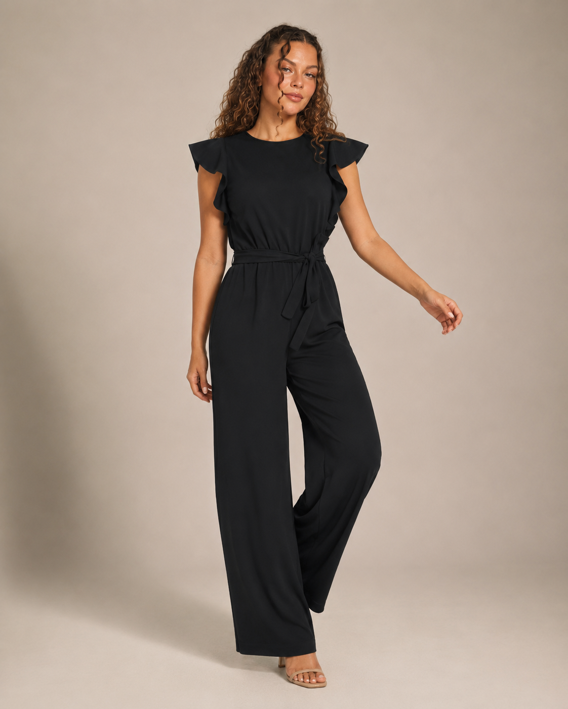 Hélisse - Dames Jumpsuit met Wijde Pijpen en Vlindermouwen