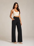 Pravina - Dames comfortbroek met stretch en brede tailleband