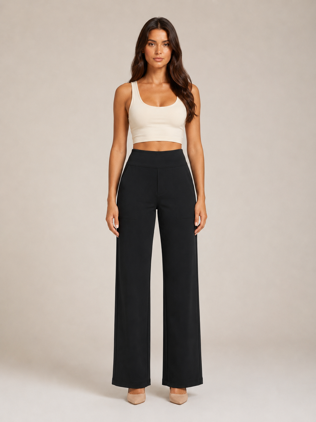 Pravina - Dames comfortbroek met stretch en brede tailleband