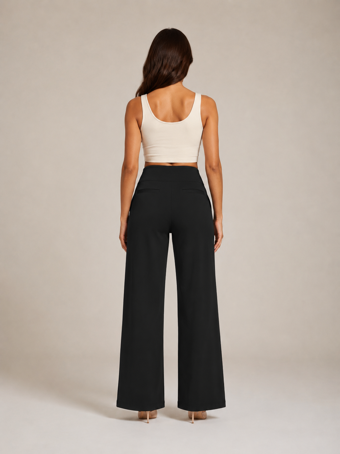 Pravina - Dames comfortbroek met stretch en brede tailleband