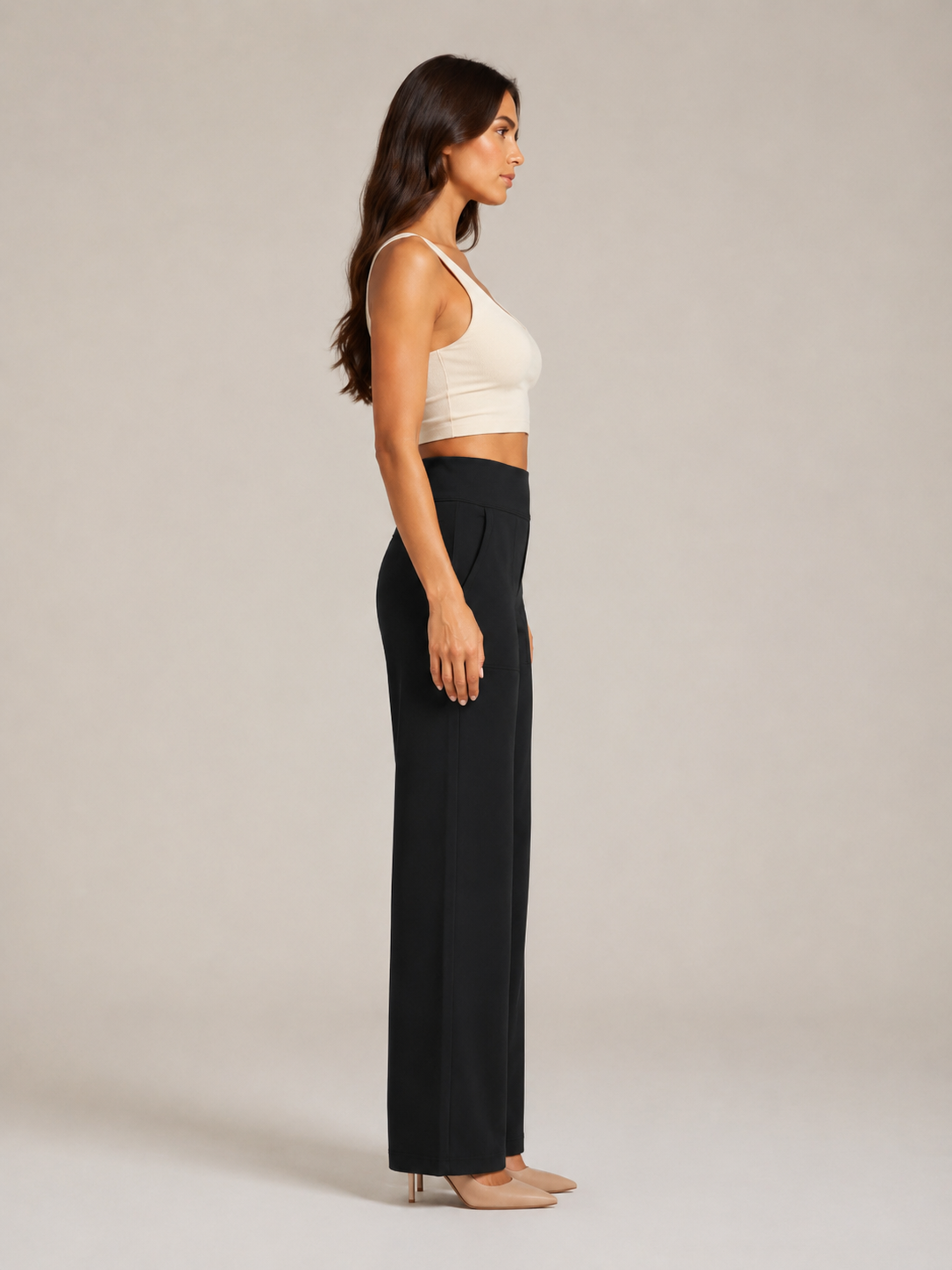Pravina - Dames comfortbroek met stretch en brede tailleband