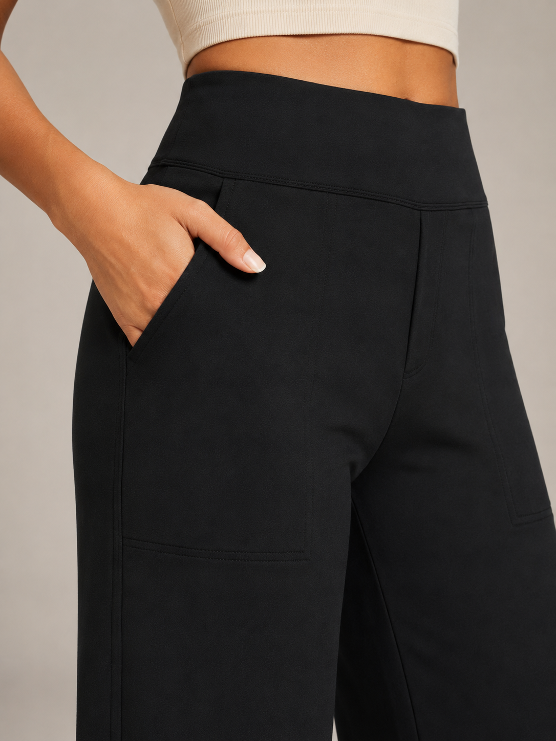 Pravina - Dames comfortbroek met stretch en brede tailleband