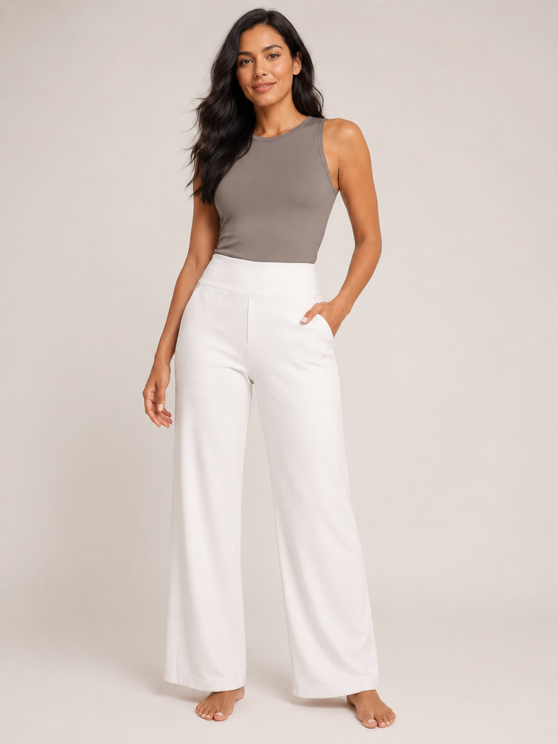 Pravina - Dames comfortbroek met stretch en brede tailleband