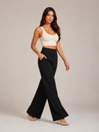 Pravina - Dames comfortbroek met stretch en brede tailleband