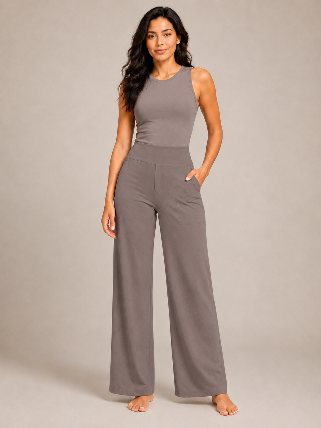 Pravina - Dames comfortbroek met stretch en brede tailleband