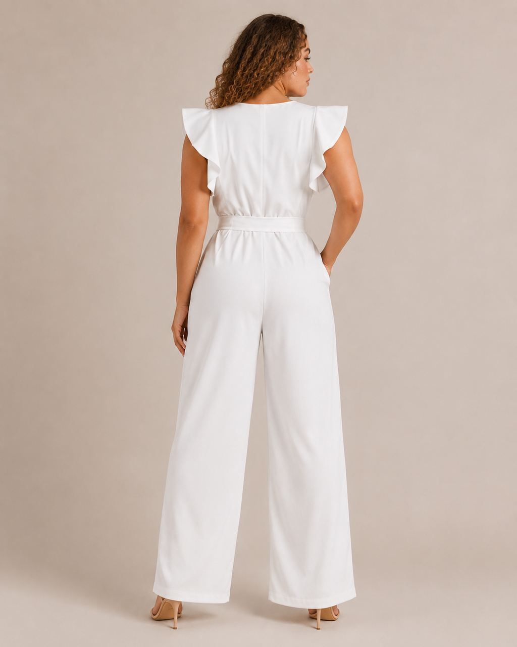 Hélisse - Dames Jumpsuit met Wijde Pijpen en Vlindermouwen